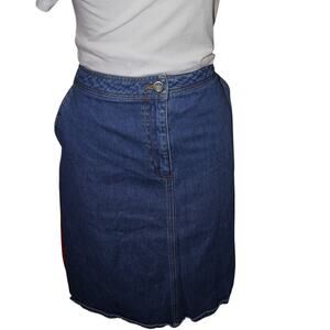 Boden Denim Mini Skirt Side Stripe Blue Jean Women’s Size 12R